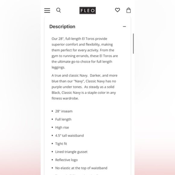 FLEO El Toro Legging 28" High Rise Heathered Cobalt Blue Small - Picture 8 of 9